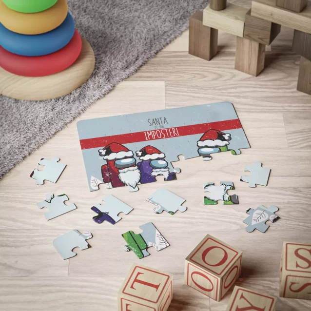 A hand holding a single piece of the thick, high-quality chipboard puzzle.