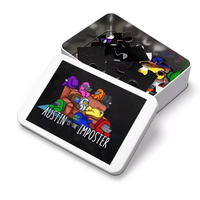 A finger pointing to a special birthday message on the personalized puzzle.