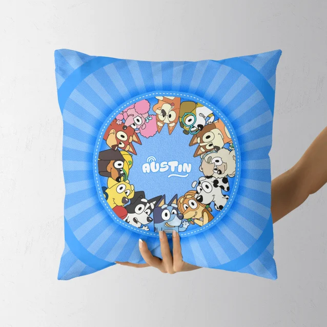 Colorful Bluey & Bingo bedding set featuring your child's favorite cartoon characters.
