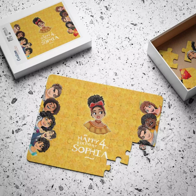 The premium metal tin for the custom Encanto puzzle, a perfect keepsake box.