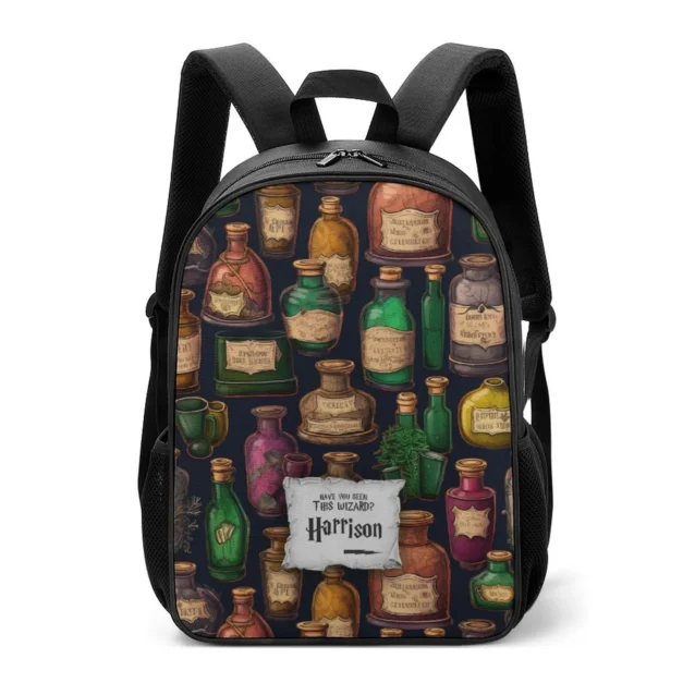 Front layout view of the cute Harry Potter mini fashion bag in Honeydukes sweet shop pastel mint green edition print