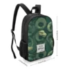Side look at the green canvas Slytherin mini fashion backpack illustrating its compact travel profile geometry