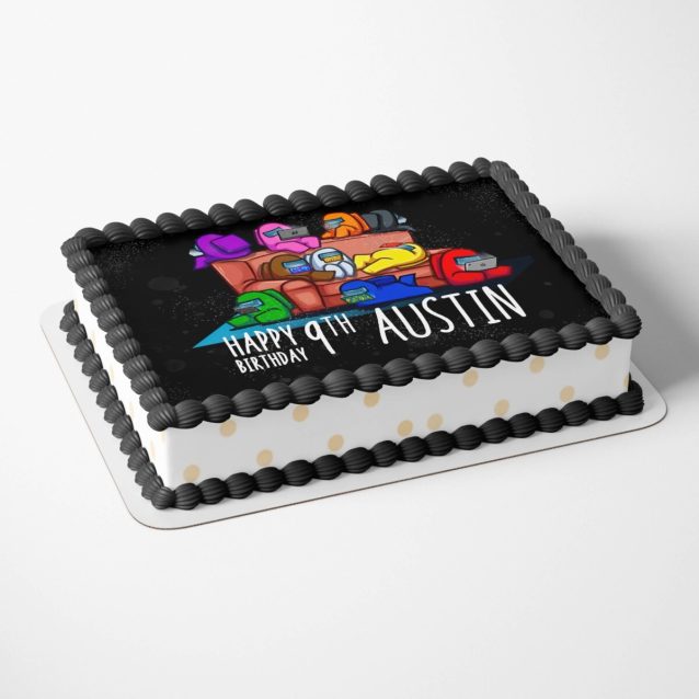 High-resolution among us cake sheet graphic template scaled for wide family sheet bakes
