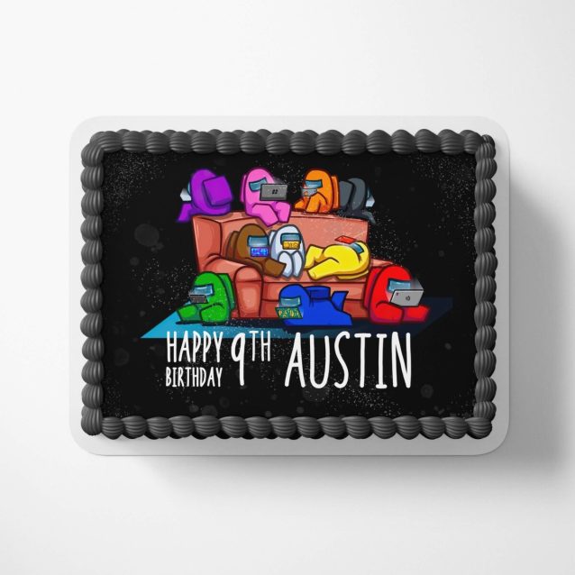 Edible among us image sheet design built for changing flat icing surfaces into space gaming themes