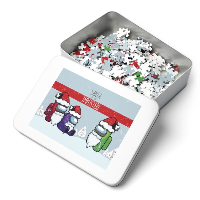 Custom Among Us puzzle in its premium metal gift tin.