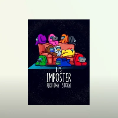 Custom Among Us animated birthday video invitation MP4 template.