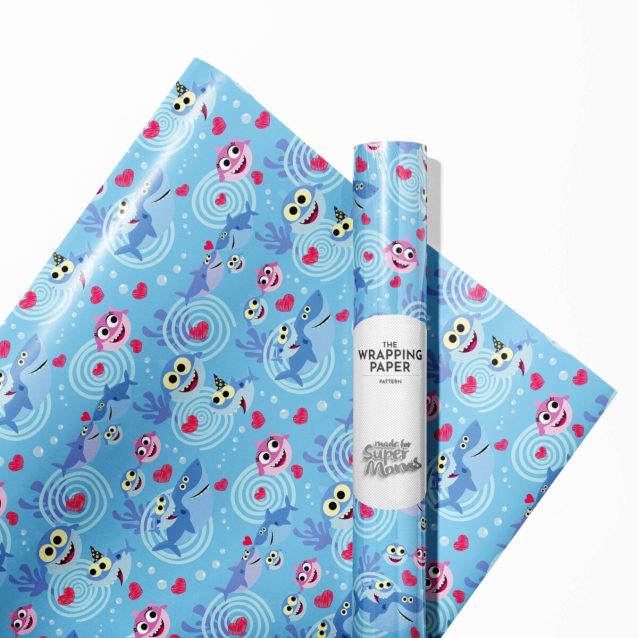 Baby Shark Wrapping Paper Blue PimpYourWorld