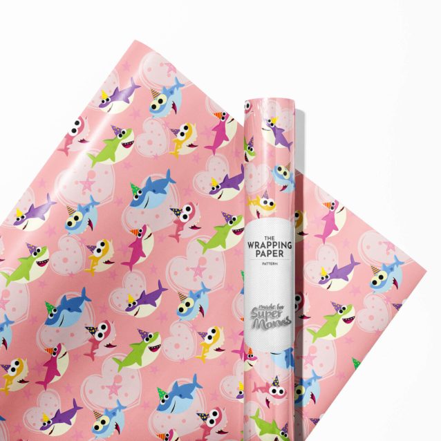 Baby Shark Wrapping Paper Pink PimpYourWorld