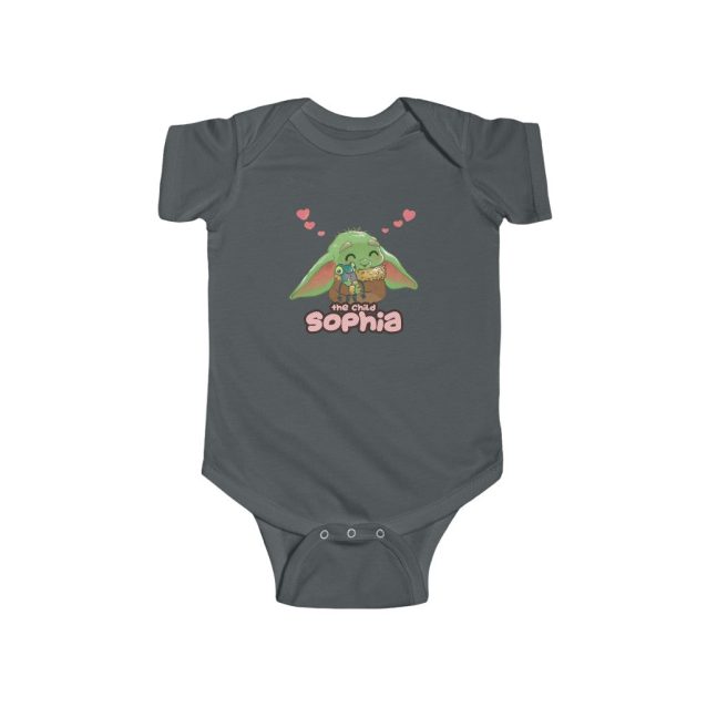 Baby Yoda Girl Onesie Charcoal PimpYourWorld
