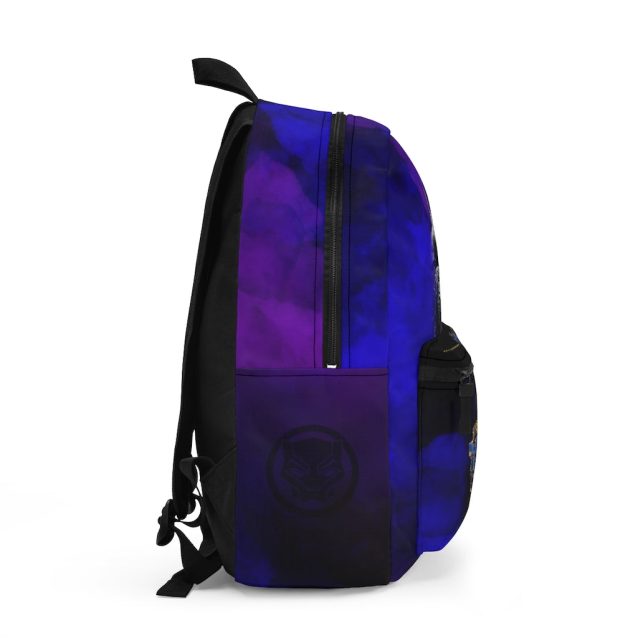 Rear view of the custom Black Panther school bookbag highlighting the breathable cushioned mesh shoulder strap configurations