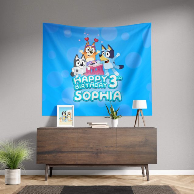 Bluey Birthday Banner 80" × 68" PimpYourWorld