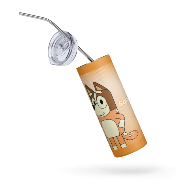 Bluey Chilli Skinny Tumbler with straw 20oz PimpYourWorld