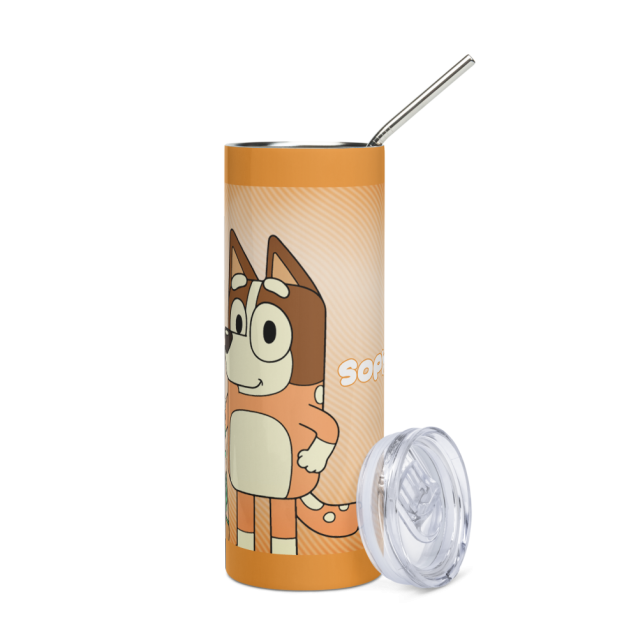 Bluey Chilli Skinny Tumbler with straw 20oz PimpYourWorld