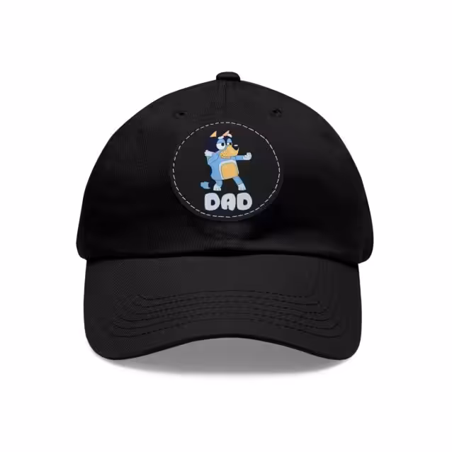 Bluey Dad Hat with Leather Patch Black / Black patch PimpYourWorld