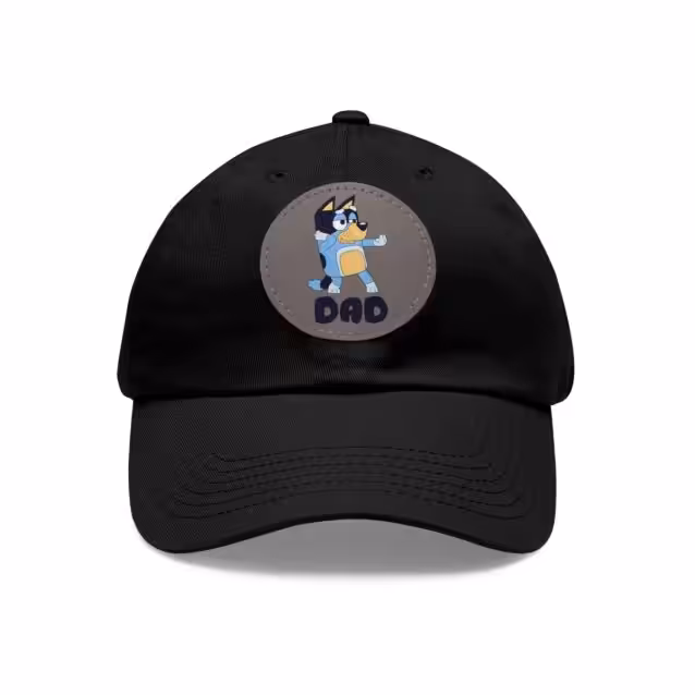 Bluey Dad Hat with Leather Patch Black / Grey patch PimpYourWorld