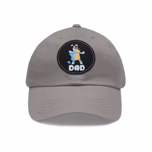 Bluey Dad Hat with Leather Patch Grey / Black patch PimpYourWorld