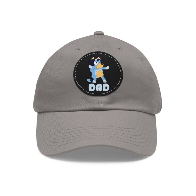 Bluey Dad Hat with Leather Patch Grey / Black patch PimpYourWorld