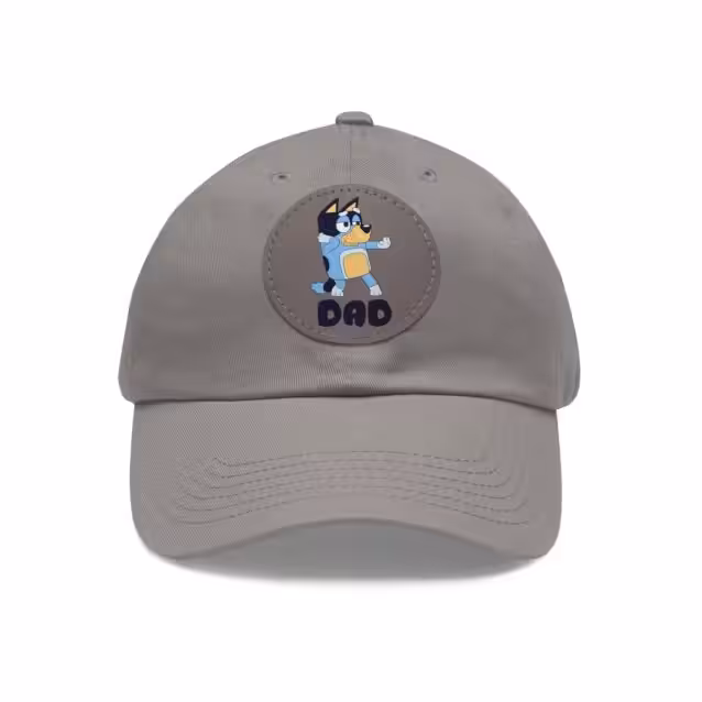 Bluey Dad Hat with Leather Patch Grey / Grey patch PimpYourWorld