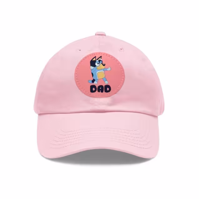 Bluey Dad Hat with Leather Patch Light Pink / Pink patch PimpYourWorld