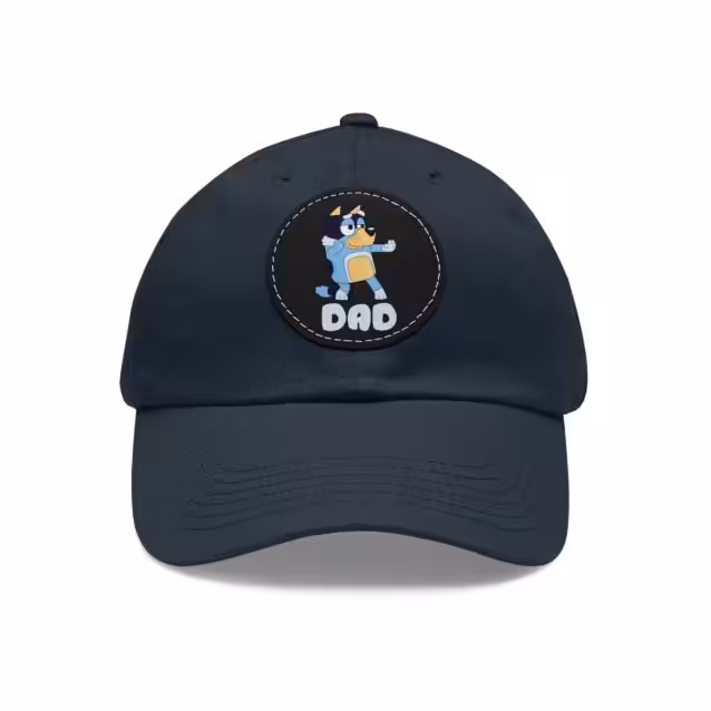 Bluey Dad Hat with Leather Patch Navy / Black patch PimpYourWorld