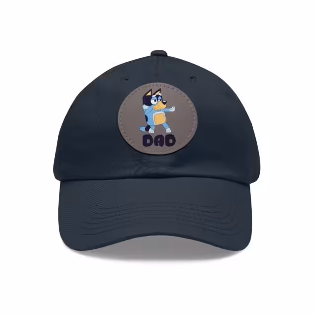 Bluey Dad Hat with Leather Patch Navy / Grey patch PimpYourWorld