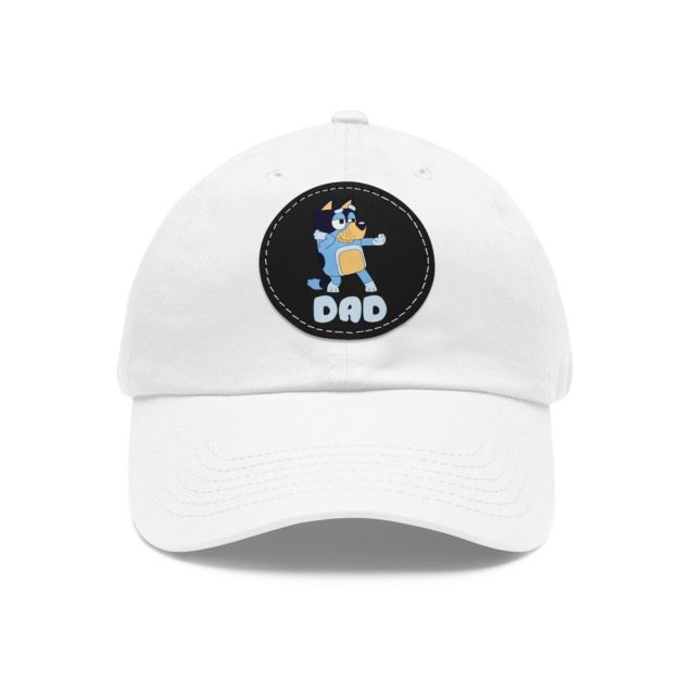 Bluey Dad Hat with Leather Patch White / Black patch PimpYourWorld