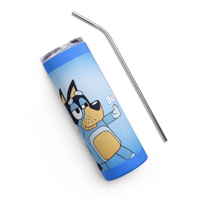 Bluey Dad Heeler Skinny Tumbler with straw 20oz PimpYourWorld