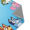 Bluey and Bingo star on this soft kids area rug, a colorful floor rug for the bedroom or playroom
