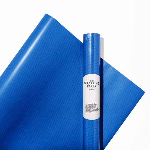 Multiple rolls of Lego wrapping paper in various sizes.