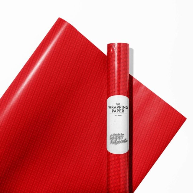 Action scene with Lego characters printed on wrapping paper.