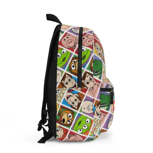 Personalized Buzz Lightyear travel daypack packed with school supplies for a toddler's day at preschool.