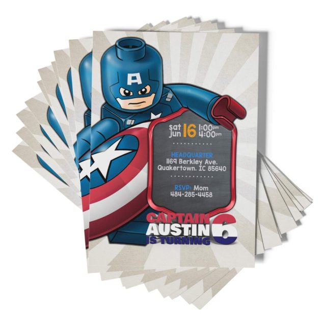 Captain America Invitations Lego PimpYourWorld