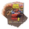 Personalized Lightning McQueen birthday invitation with party details.