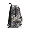 Side angle of the custom Wednesday Addams kids school backpack displaying the spacious main compartment depth and waterproof canvas exterior.