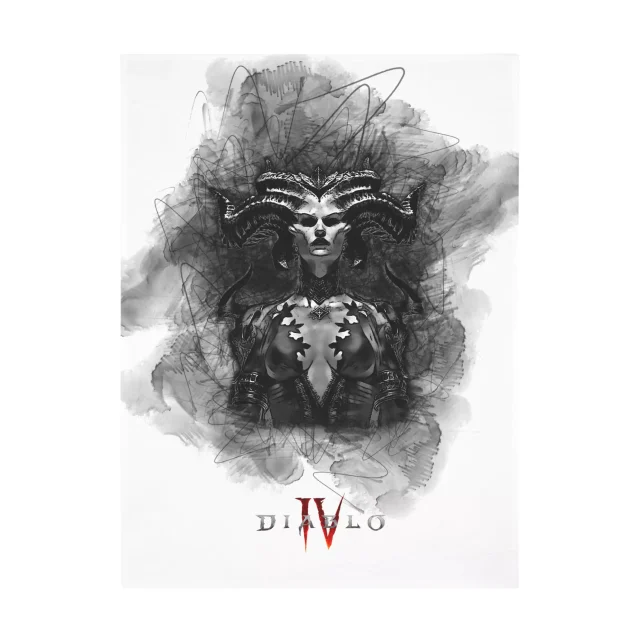 Diablo 4 Fleece Blanket showcasing Lilith