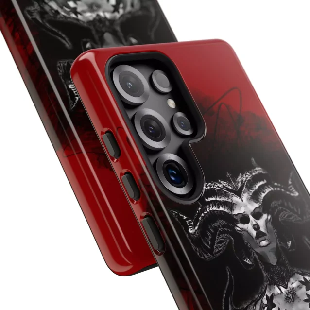 A person holding the Diablo 4 Lilith phone case.