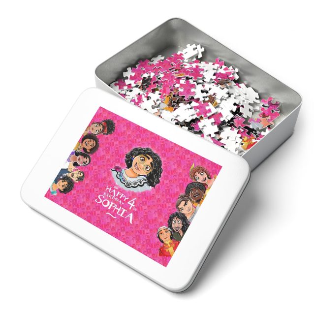 Custom Disney Encanto jigsaw puzzle with a family name added to the design.