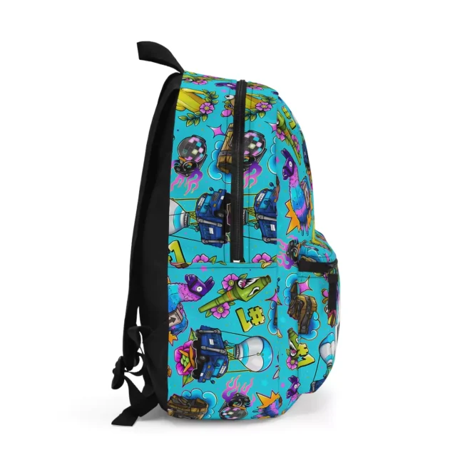 Fortnite battle bookbag with padded shoulder straps for comfort.
