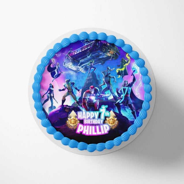 Fortnite Birthday Cake Season 9 Topper Marvel Rounded (9") PimpYourWorld