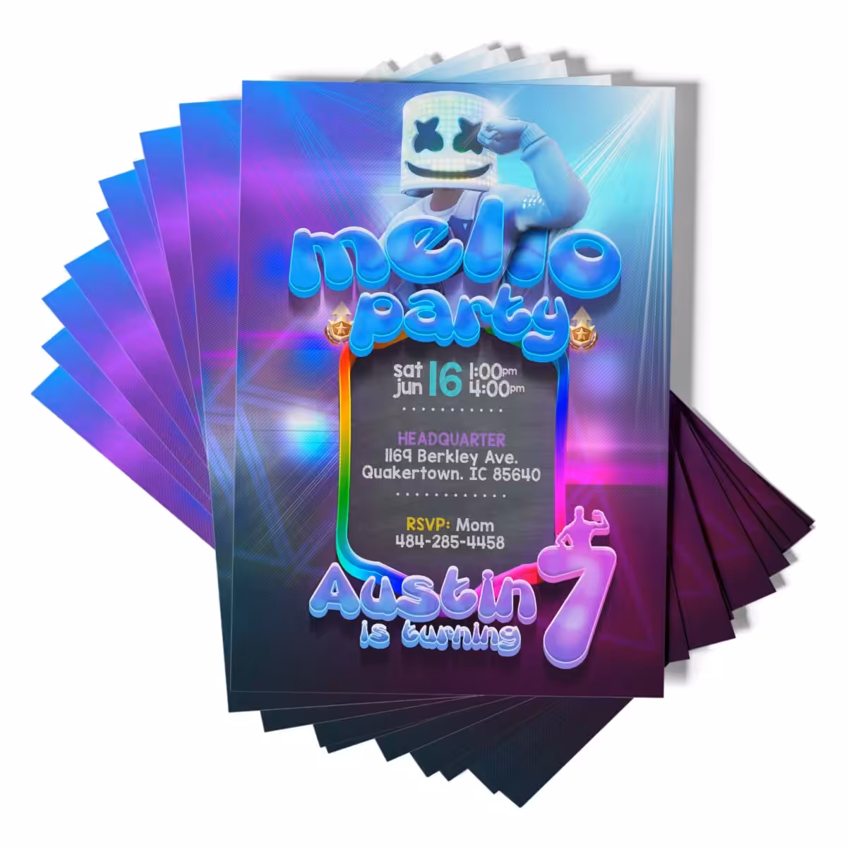 Fortnite DJ Marshmello Invitations
