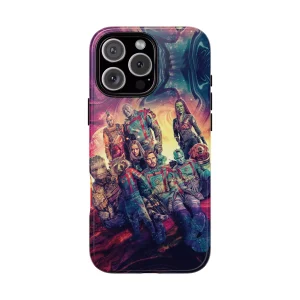 A collage of different Guardians of the Galaxy phone case designs.