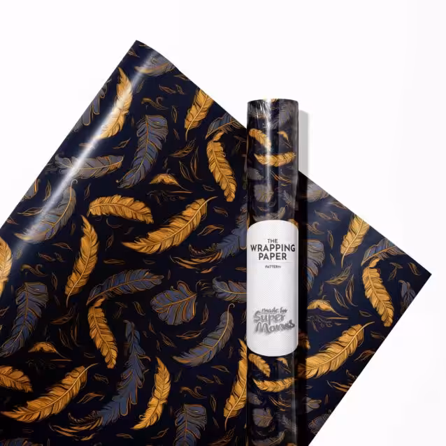 Festive Harry Potter wrapping paper with Christmas ornaments and magical symbols.