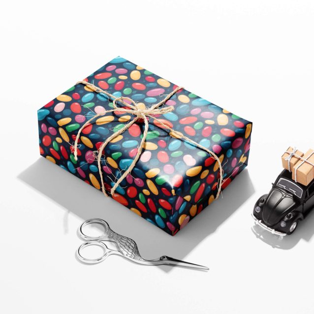Roll of Harry Potter Christmas wrapping paper featuring Hogwarts castle in snow.