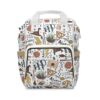 White Harry Potter diaper bag backpack covered in wizarding doodles — HP logo, Deathly Hallows, Platform 9¾ and the Sorting Hat.