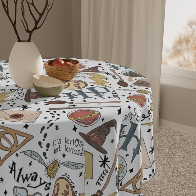 Hufflepuff yellow custom table linen for wizarding world themed party
