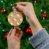 Honey-bee Kitty pattern in warm amber tones - a sweet personalized Hello Kitty holiday ornament