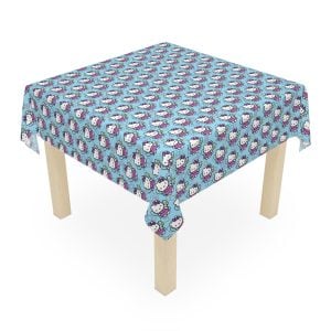 Hello Kitty Y2K aesthetic tablecloth with sparkles and bow patterns