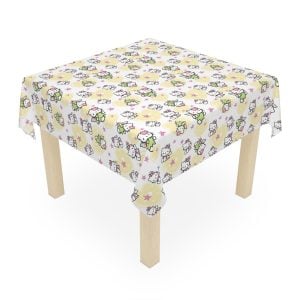 Hello Kitty Valentine's Day theme table setting with red hearts pattern and custom message