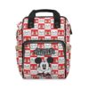 Red and white comic-check Mickey Mouse nappy bag with vintage cartoon panels and "My Mum Is The Best" lettering.