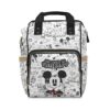 White Mickey Mouse diaper bag backpack covered in vintage sketch doodles, big Mickey on the front pocket with "My Mum Is The Best" print.